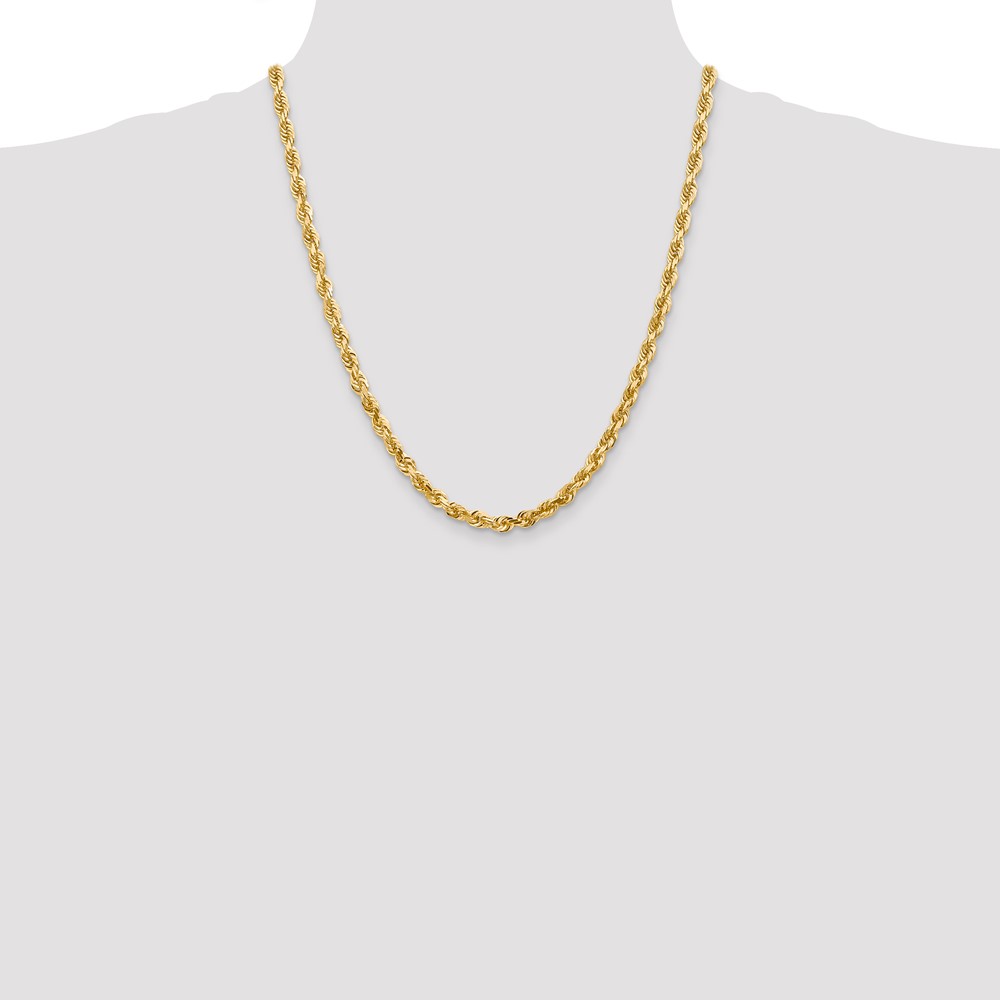 14K 22 Inch 5mm Diamond-cut Quadruple Rope Lobster Clasp Chain (QTR040-22)