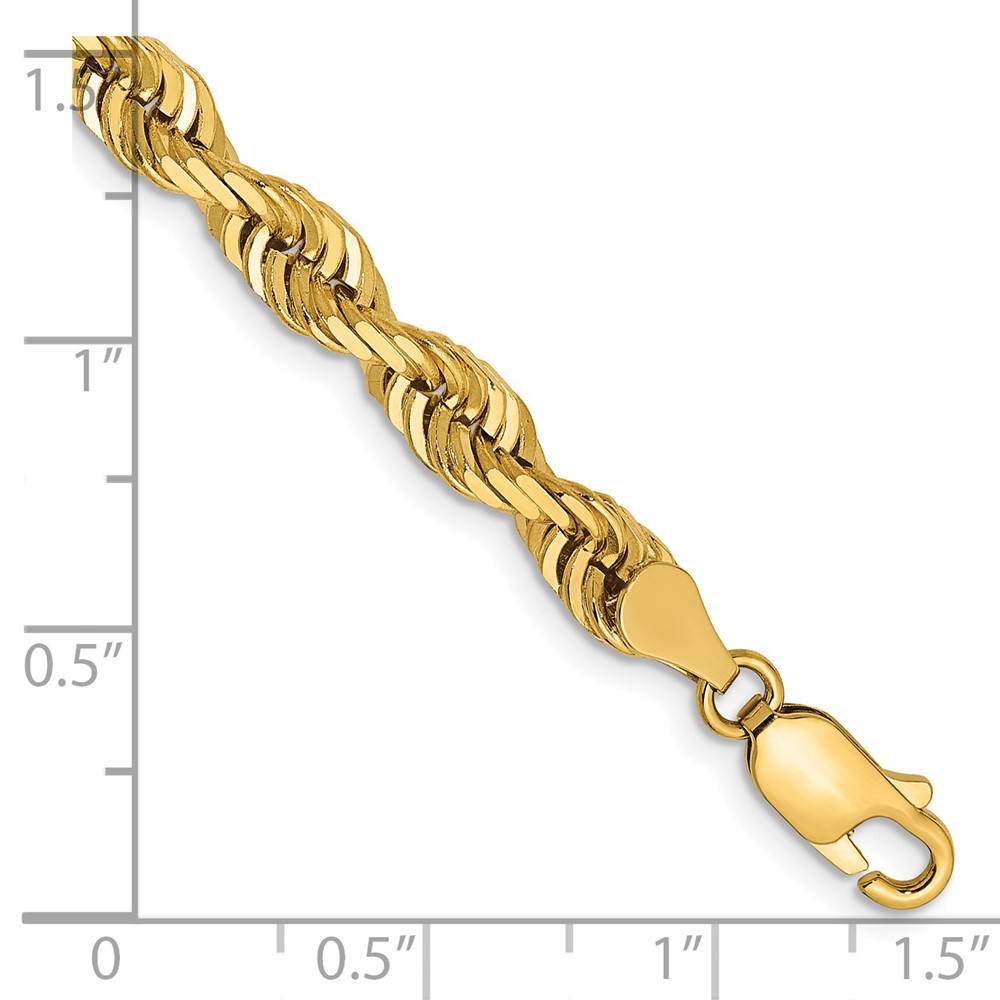 14K 8 Inch 5mm Diamond-cut Quadruple Rope Lobster Clasp Chain (QTR040-8)
