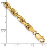 14K 5mm Yellow Gold Diamond-cut Quadruple Rope Lobster Clasp Chain, 8" view 2