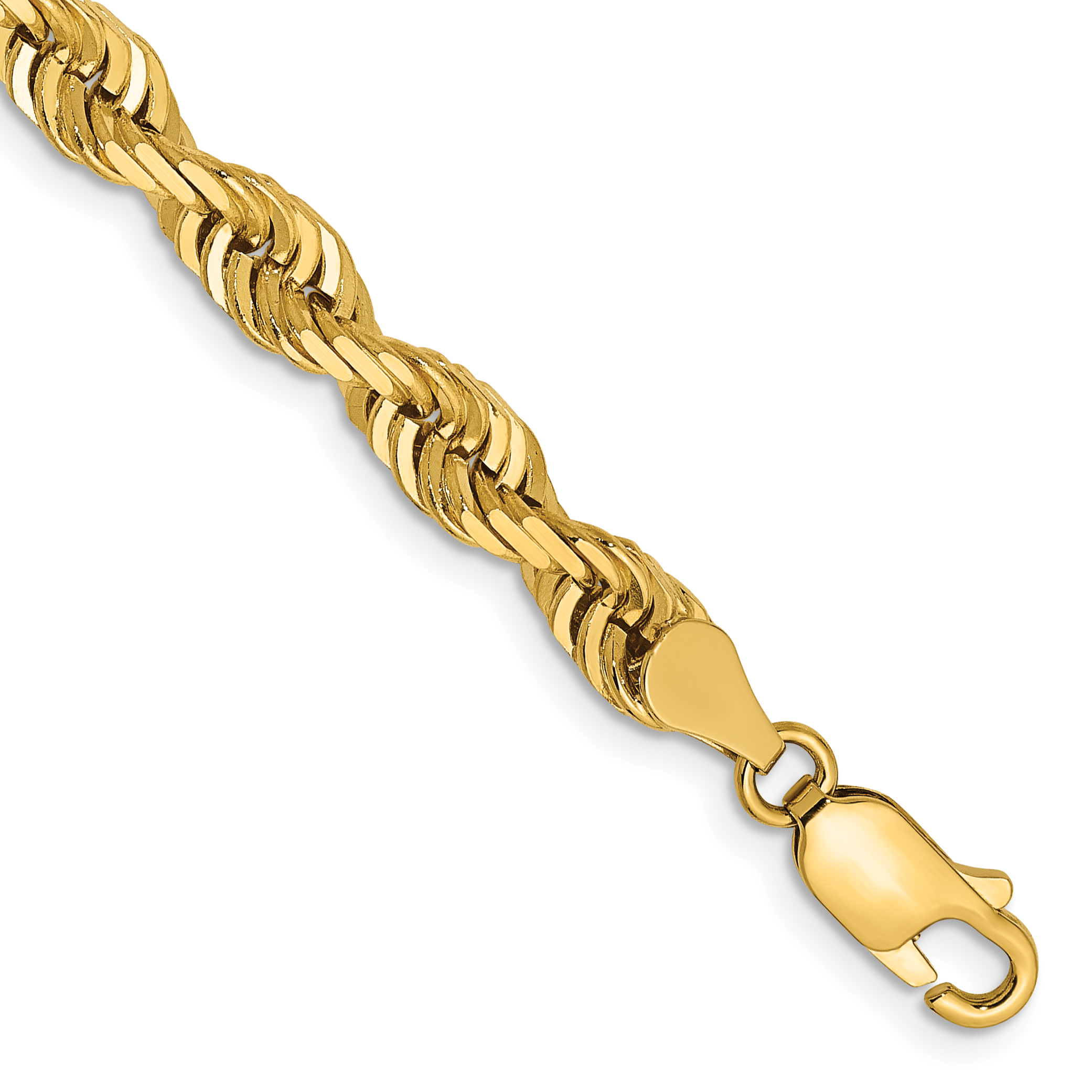 14K 8 Inch 5mm Diamond-cut Quadruple Rope Lobster Clasp Chain (QTR040-8)