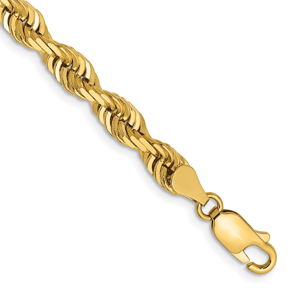 14K 8 Inch 5mm Diamond-cut Quadruple Rope Lobster Clasp Chain (QTR040-8)