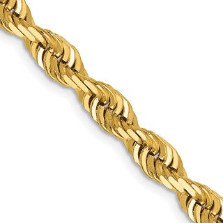 14K 5mm Diamond-cut Quadruple Rope Fancy Lobster Clasp Chain (per inch)