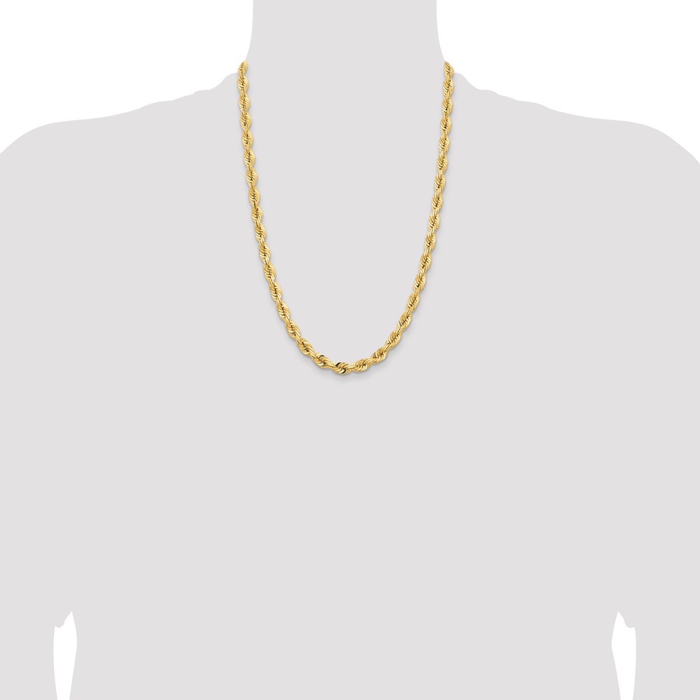 14K 24 Inch 7mm Diamond-cut Quadruple Rope Fancy Lobster Clasp Chain (QTR050-24)