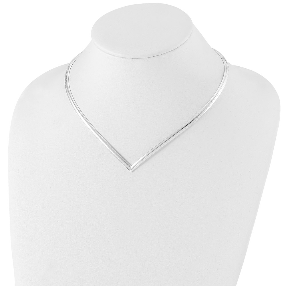 Sterling Silver 4mm Cubetto V-shaped Necklace (QUF41-17)