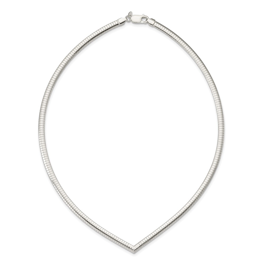 Sterling Silver 4mm Cubetto V-shaped Necklace (QUF41-17)