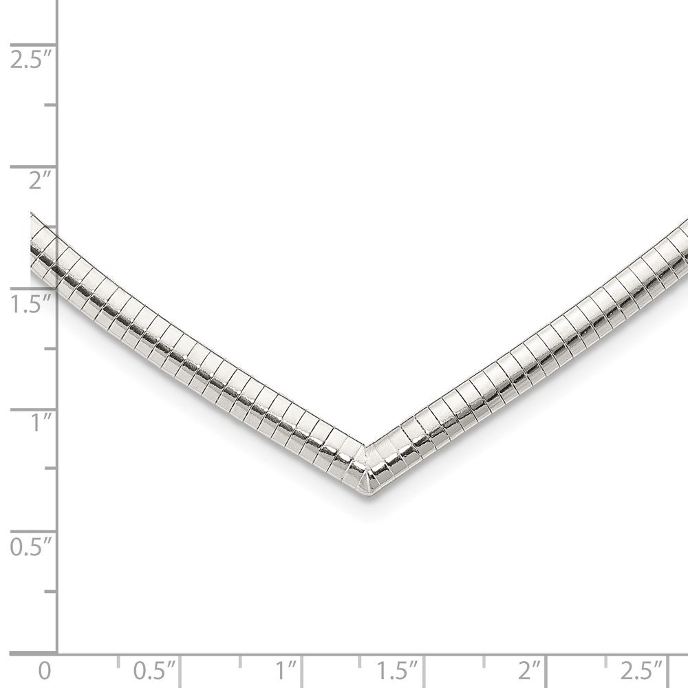 Sterling Silver 4mm Cubetto V-shaped Necklace (QUF41-17)