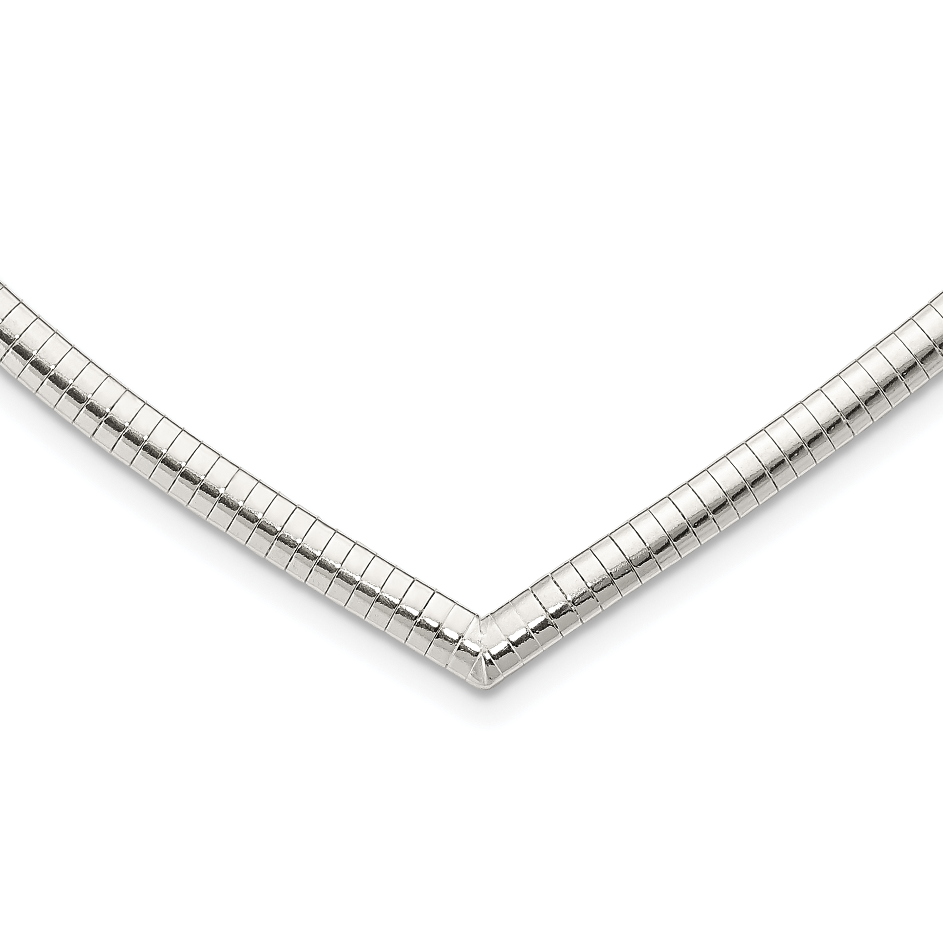 Sterling Silver 4mm Cubetto V-shaped Necklace (QUF41-17)