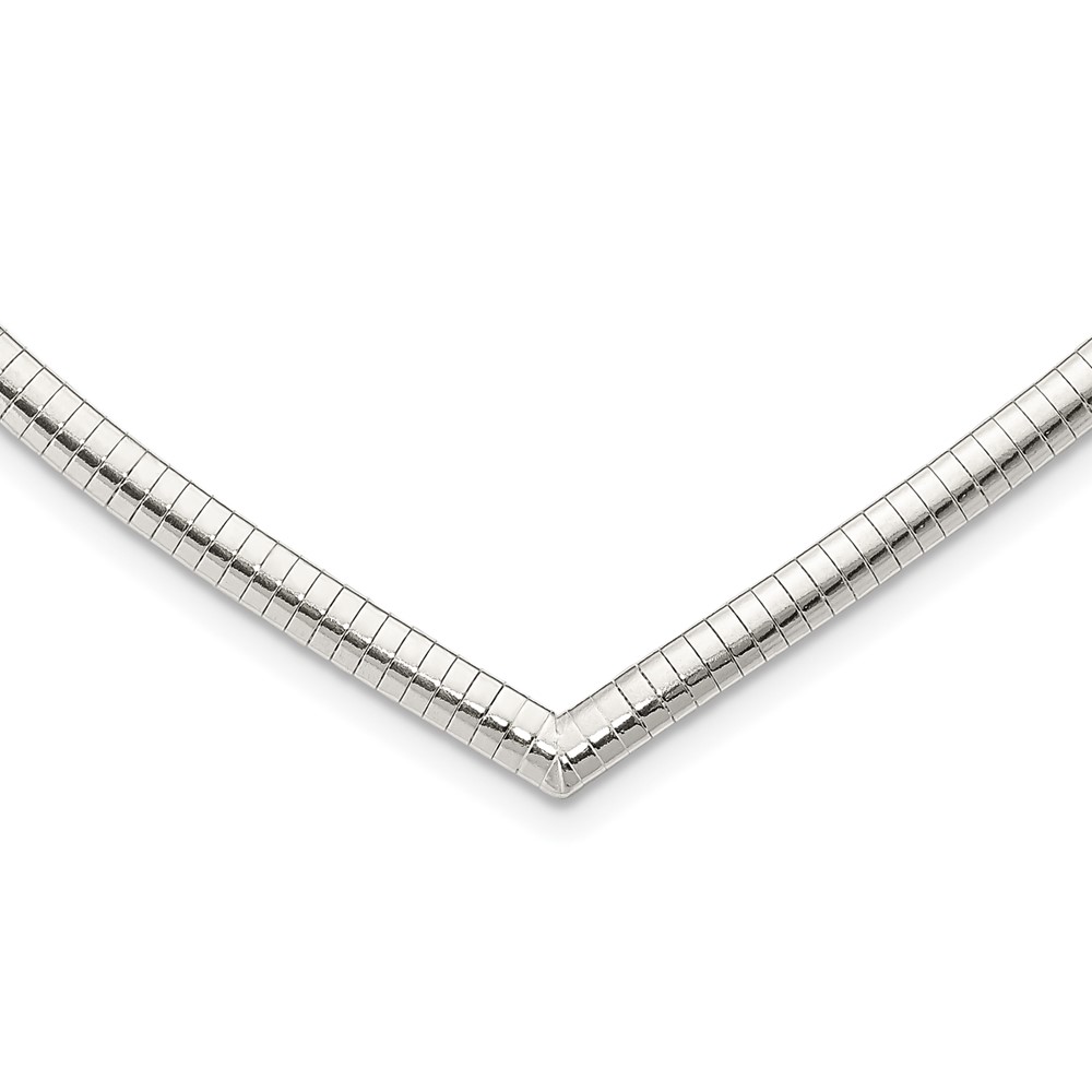 Sterling Silver 4mm Cubetto V-shaped Necklace (QUF41-17)