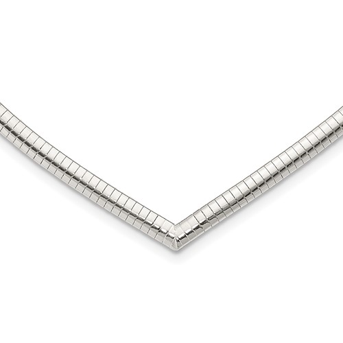 Sterling Silver Polished 4mm Cubetto V-shaped Necklace, 17"