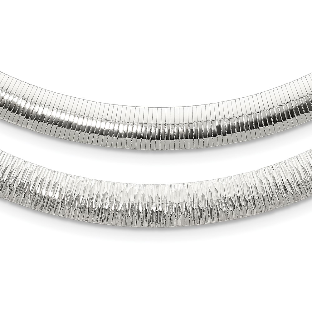 Sterling Silver 8mm Polished Cubetto/D/C Reversible Necklace (QUF50-17)