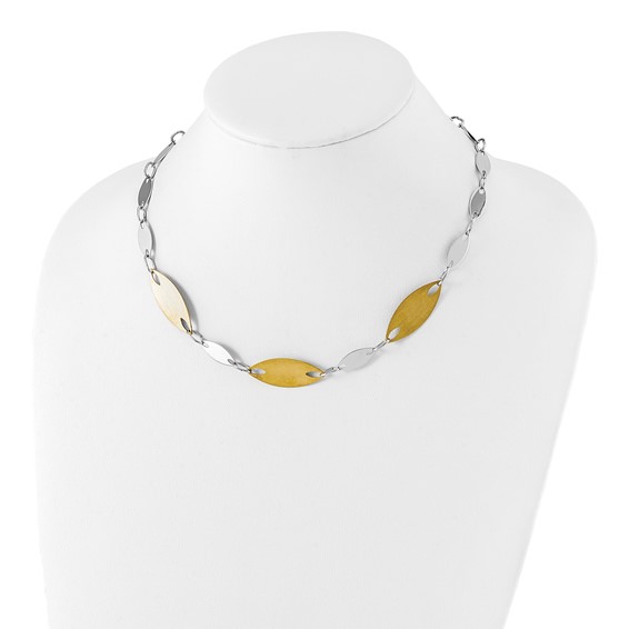 Sterling Silver 18K Gold-plated Polished & Brushed Fancy Necklace