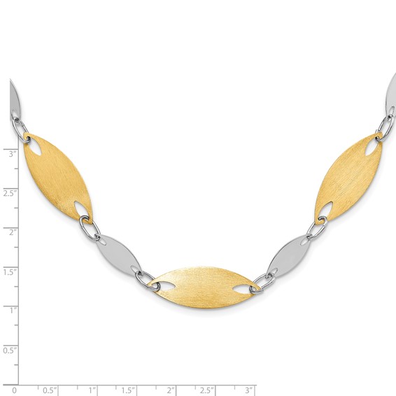 Sterling Silver 18K Gold-plated Polished & Brushed Fancy Necklace