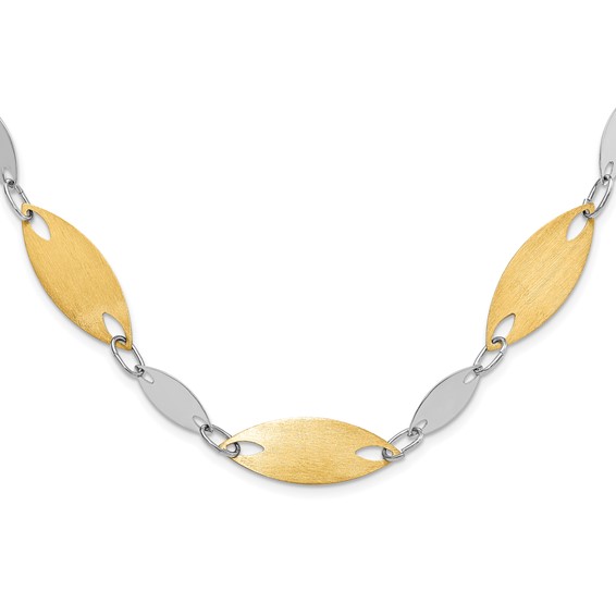 Sterling Silver 18K Gold-plated Polished & Brushed Fancy Necklace