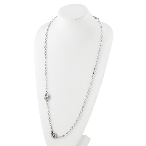 Sterling Silver Fancy Textured Geometric Link Necklace