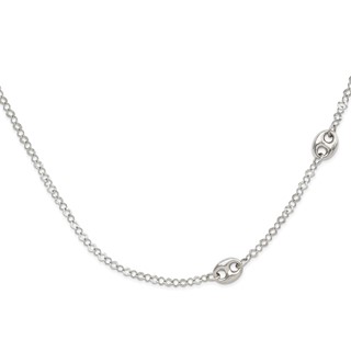 Sterling Silver Fancy Textured Geometric Link Necklace