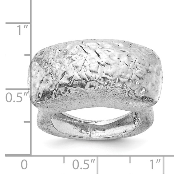 Sterling Silver Fancy Textured & Brushed Ring