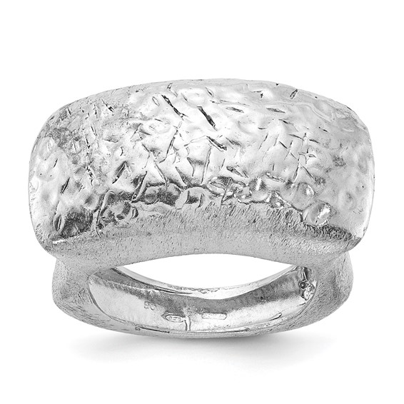 Sterling Silver Fancy Textured & Brushed Ring