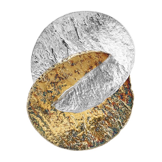 Sterling Silver 18K Yellow Gold-plated Overlapping Circles Ring