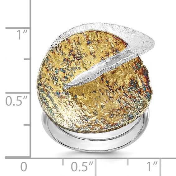 Sterling Silver 18K Yellow Gold-plated Overlapping Circles Ring