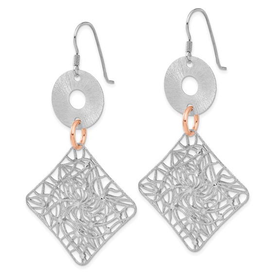 Sterling Silver 18K Gold-plated Geometric Filigree Dangle Earrings