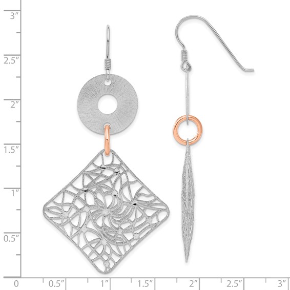 Sterling Silver 18K Gold-plated Geometric Filigree Dangle Earrings