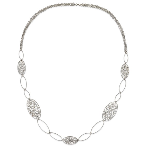 Sterling Silver Fancy Oval Link Necklace