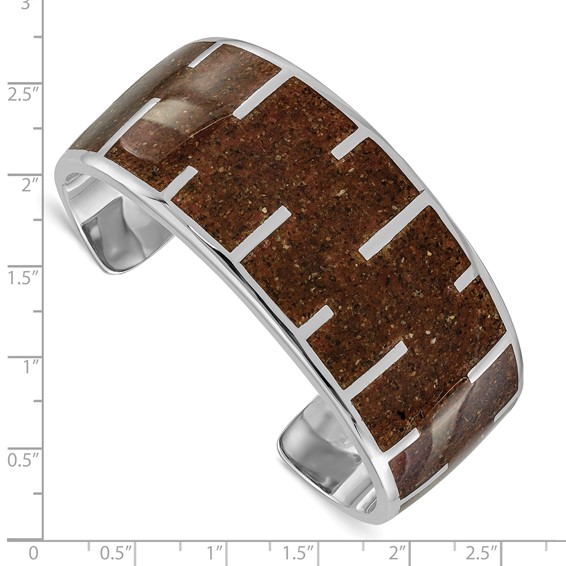 Sterling Silver Tan Resin & Sand Cuff Bracelet