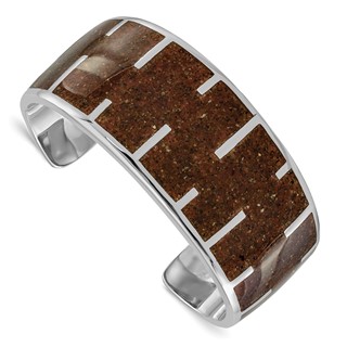 Sterling Silver Tan Resin & Sand Cuff Bracelet