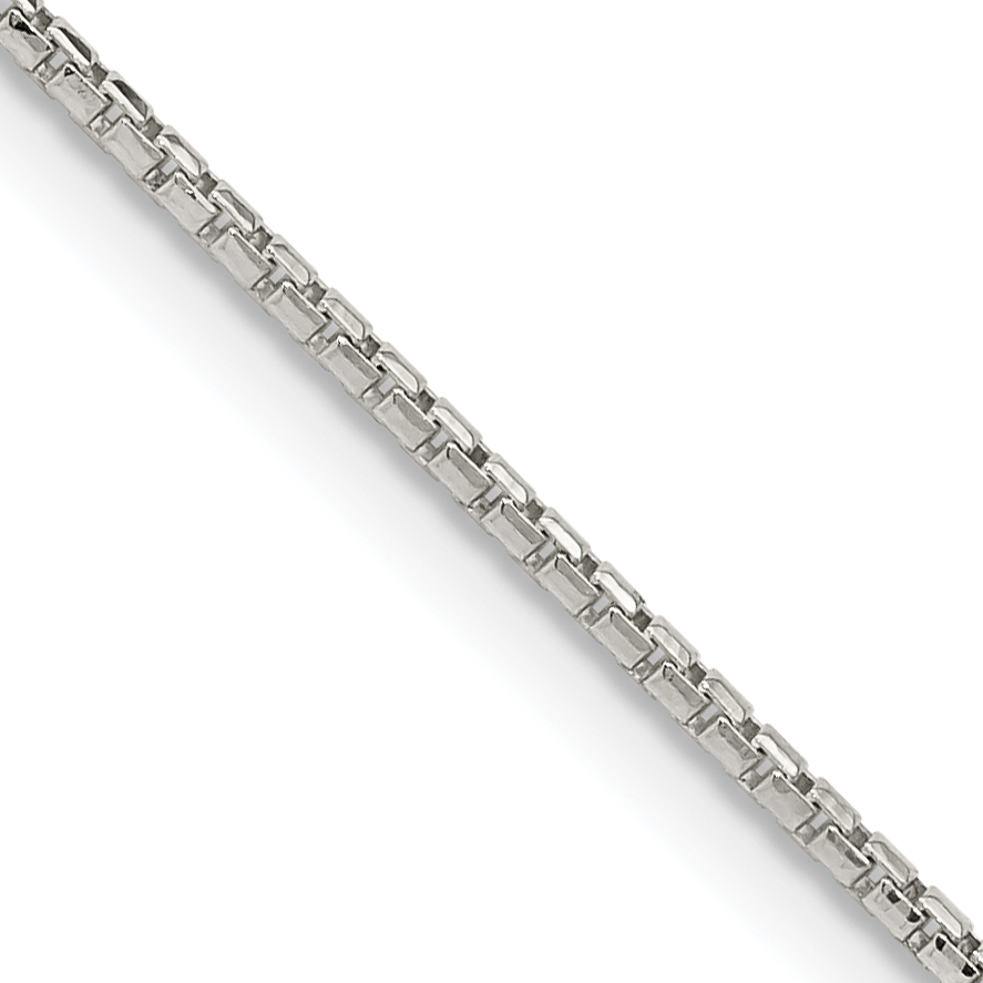 Sterling Silver 1.3mm Diamond-cut Round Box Chain (QVX026-16)