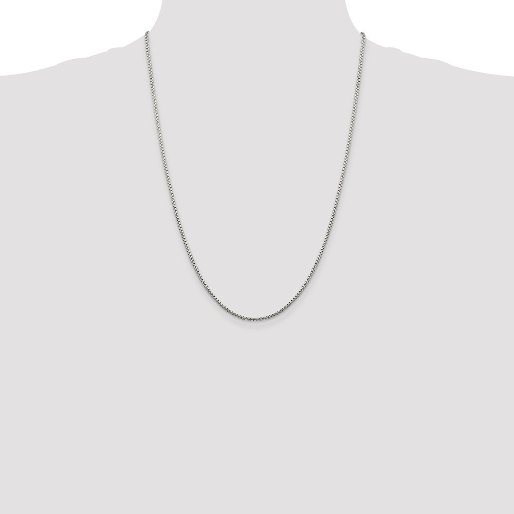 Sterling Silver 1.75mm Diamond-cut Round Box Chain (QVX035-24)