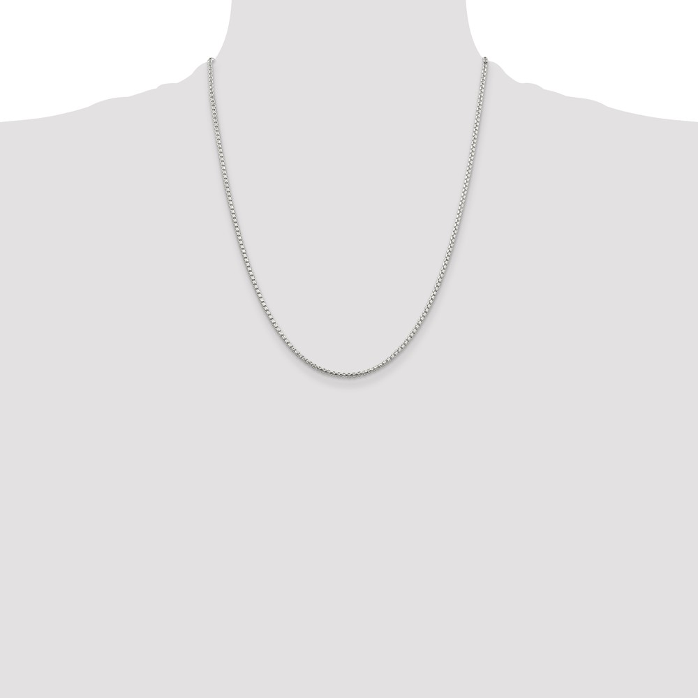 Sterling Silver 2mm Diamond-cut Round Box Chain (QVX040-22)