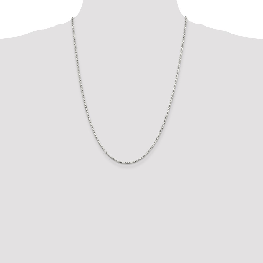 Sterling Silver 2mm Diamond-cut Round Box Chain (QVX040-24)