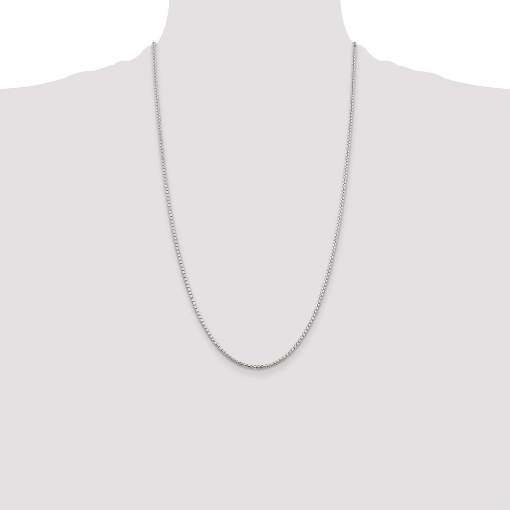 Sterling Silver 2mm Diamond-cut Round Box Chain (QVX040-26)