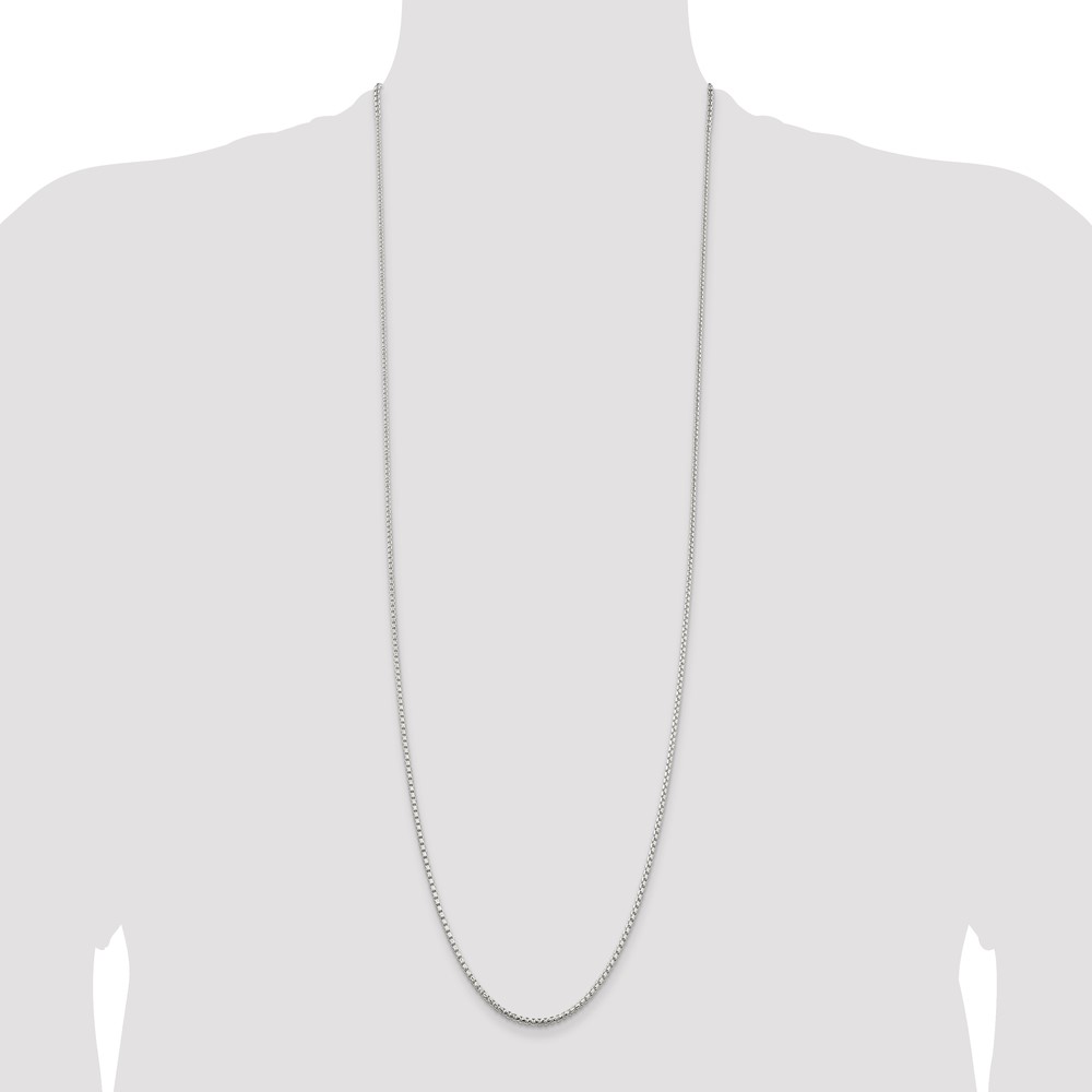 Sterling Silver 2mm Diamond-cut Round Box Chain (QVX040-36)