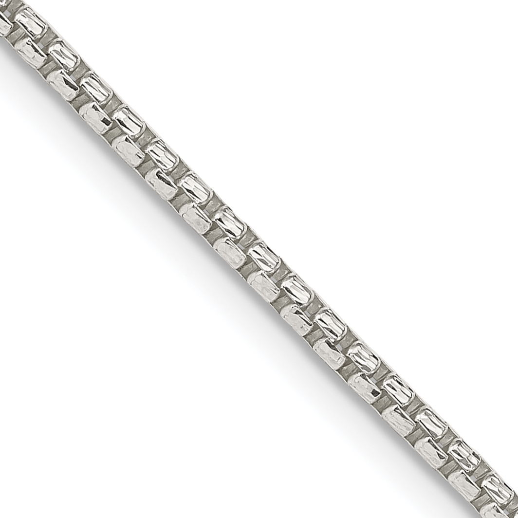Sterling Silver 2mm Diamond-cut Round Box Chain (QVX040-24)