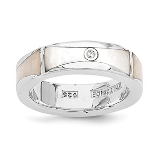 SS White Ice .01ct Diamond and MOP Ring