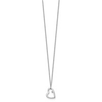 White Ice Sterling Silver Rhodium-plated Diamond Open Heart Necklace with 2 Inch Extender, 18" view 2