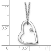 White Ice Sterling Silver Rhodium-plated Diamond Open Heart Necklace with 2 Inch Extender, 18" view 3
