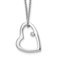 White Ice Sterling Silver Rhodium-plated Diamond Open Heart Necklace with 2 Inch Extender, 18" view 1