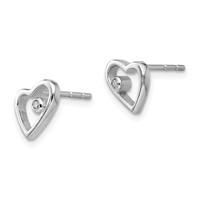 White Ice Sterling Silver Rhodium-plated Diamond Open Heart Post Earrings view 2