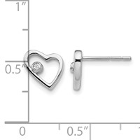 White Ice Sterling Silver Rhodium-plated Diamond Open Heart Post Earrings view 4