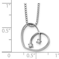 White Ice Sterling Silver Rhodium-plated Diamond Open Heart Necklace with 2 Inch Extender, 18" view 3
