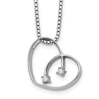 White Ice Sterling Silver Rhodium-plated Diamond Open Heart Necklace with 2 Inch Extender, 18" view 1