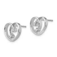 White Ice Sterling Silver Rhodium-plated Diamond Heart Post Earrings view 2