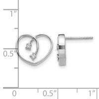White Ice Sterling Silver Rhodium-plated Diamond Heart Post Earrings view 4