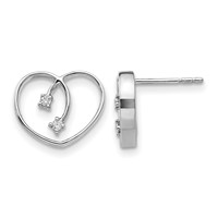White Ice Sterling Silver Rhodium-plated Diamond Heart Post Earrings view 1