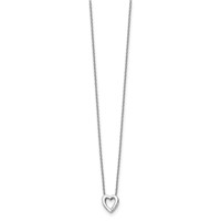 White Ice Sterling Silver Rhodium-plated Diamond Heart Necklace with 2 Inch Extender, 18" view 2