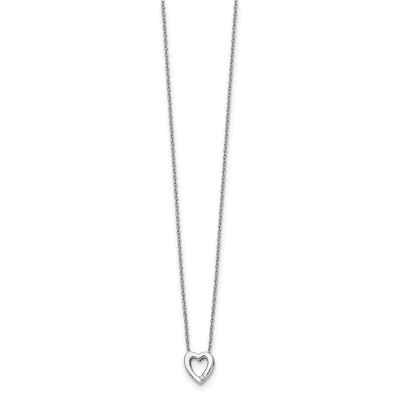 White Ice Sterling Silver Rhodium-plated Diamond 18 Inch Heart Necklace with 2 Inch Extender