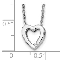 White Ice Sterling Silver Rhodium-plated Diamond Heart Necklace with 2 Inch Extender, 18" view 3