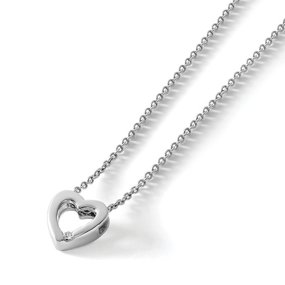 White Ice Sterling Silver Rhodium-plated Diamond 18 Inch Heart Necklace with 2 Inch Extender